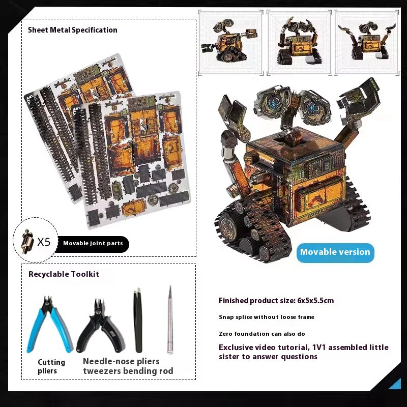 Metal assembly model Wall-E robot – 3D puzzle, DIY handmade mechanical toy