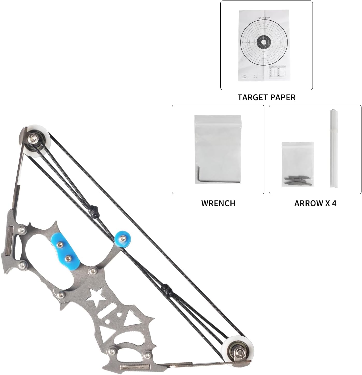 Archery Mini Composite Archery Set - Stainless Steel Mini Pocket Survival Hunting Bow RH/LH Shooting Practice Archery Entertainment Fun Gifts