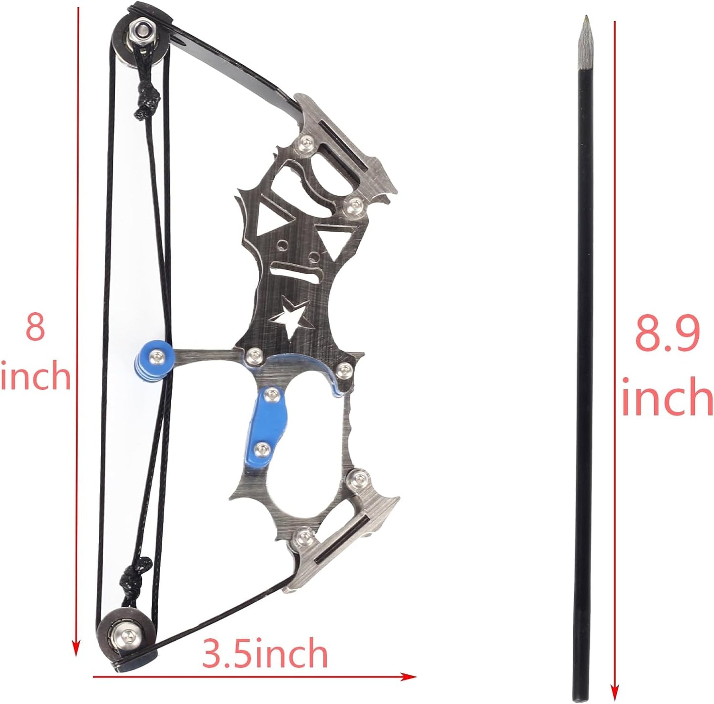 Archery Mini Composite Archery Set - Stainless Steel Mini Pocket Survival Hunting Bow RH/LH Shooting Practice Archery Entertainment Fun Gifts