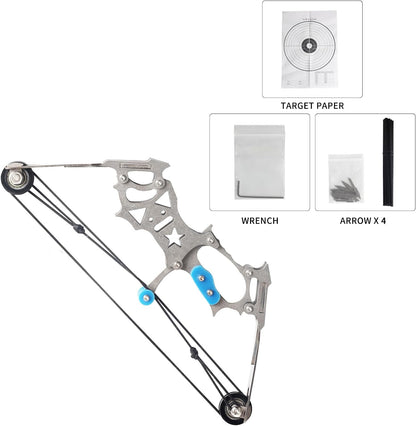 Archery Mini Composite Archery Set - Stainless Steel Mini Pocket Survival Hunting Bow RH/LH Shooting Practice Archery Entertainment Fun Gifts