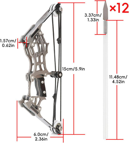 Mini Compound Bow Set Right-Handed Hunting Archery Toy, 12 Arrows, Designed for Practicing Archery and Hunting, Recreation