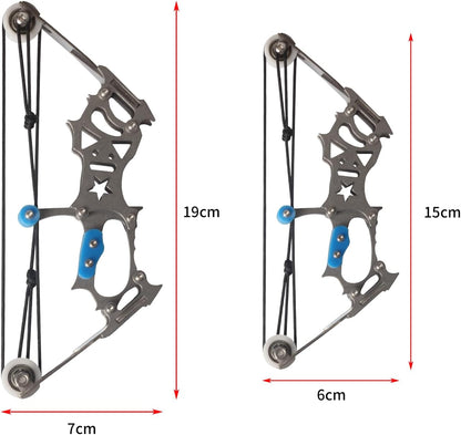 Archery Mini Composite Archery Set - Stainless Steel Mini Pocket Survival Hunting Bow RH/LH Shooting Practice Archery Entertainment Fun Gifts