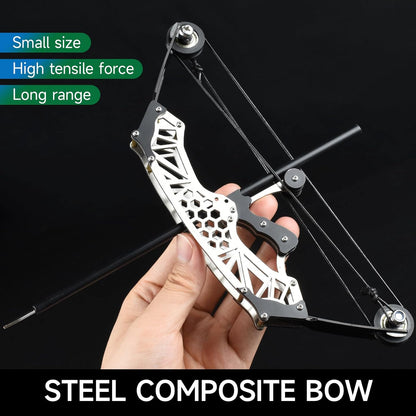 Mini bow and arrow set, composite bow, stainless steel material, catapult bow, archery, outdoor shooting game gift