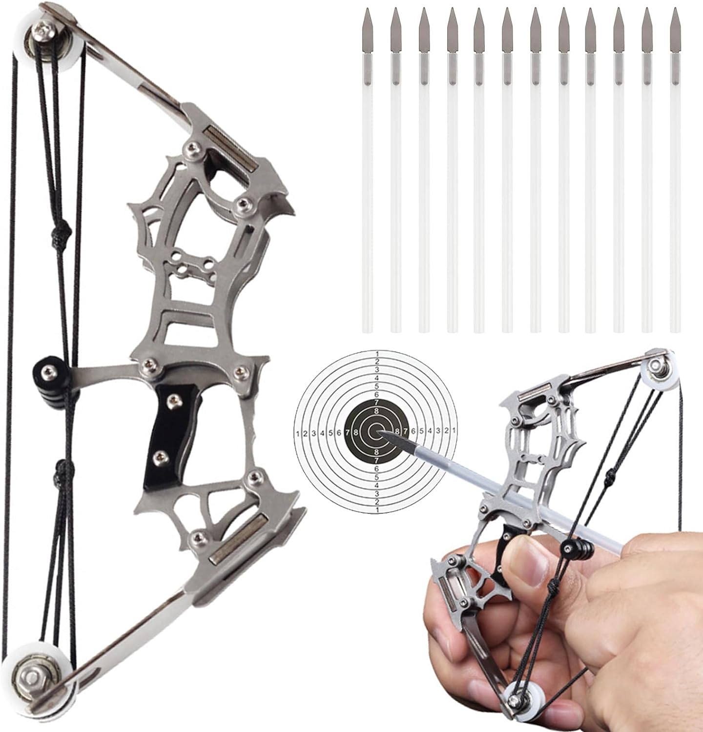 Mini Compound Bow Set Right-Handed Hunting Archery Toy, 12 Arrows, Designed for Practicing Archery and Hunting, Recreation