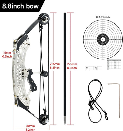 Mini bow and arrow set, composite bow, stainless steel material, catapult bow, archery, outdoor shooting game gift