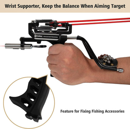 Professional wrist slingshot with sights, adult hunting slingshot, 4 rubber bands