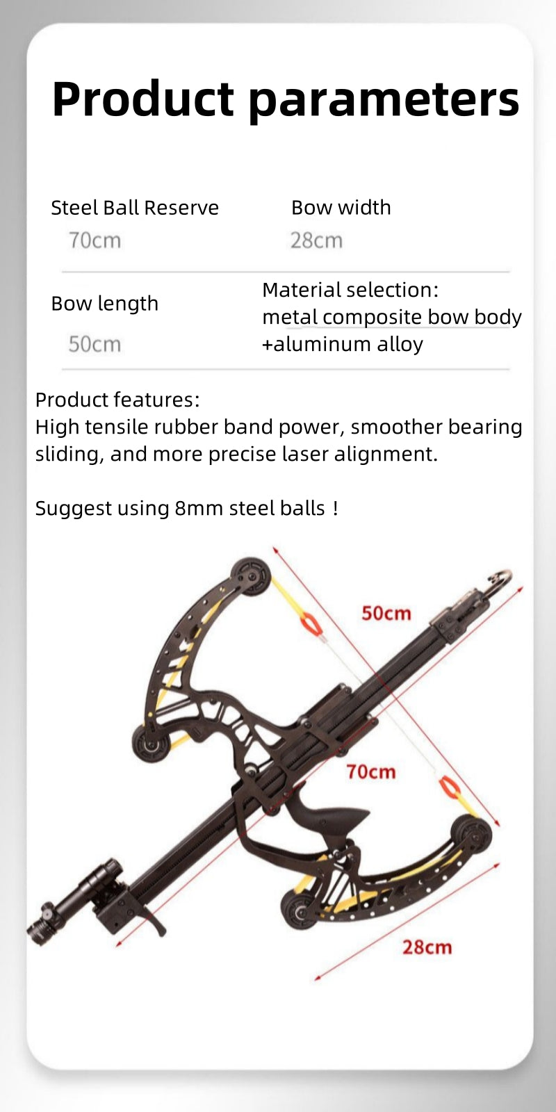 wilderness survival tools! The composite steel ball bow design is an essential tool for hunting and shooting. Suitable for 7.5mm -8mm